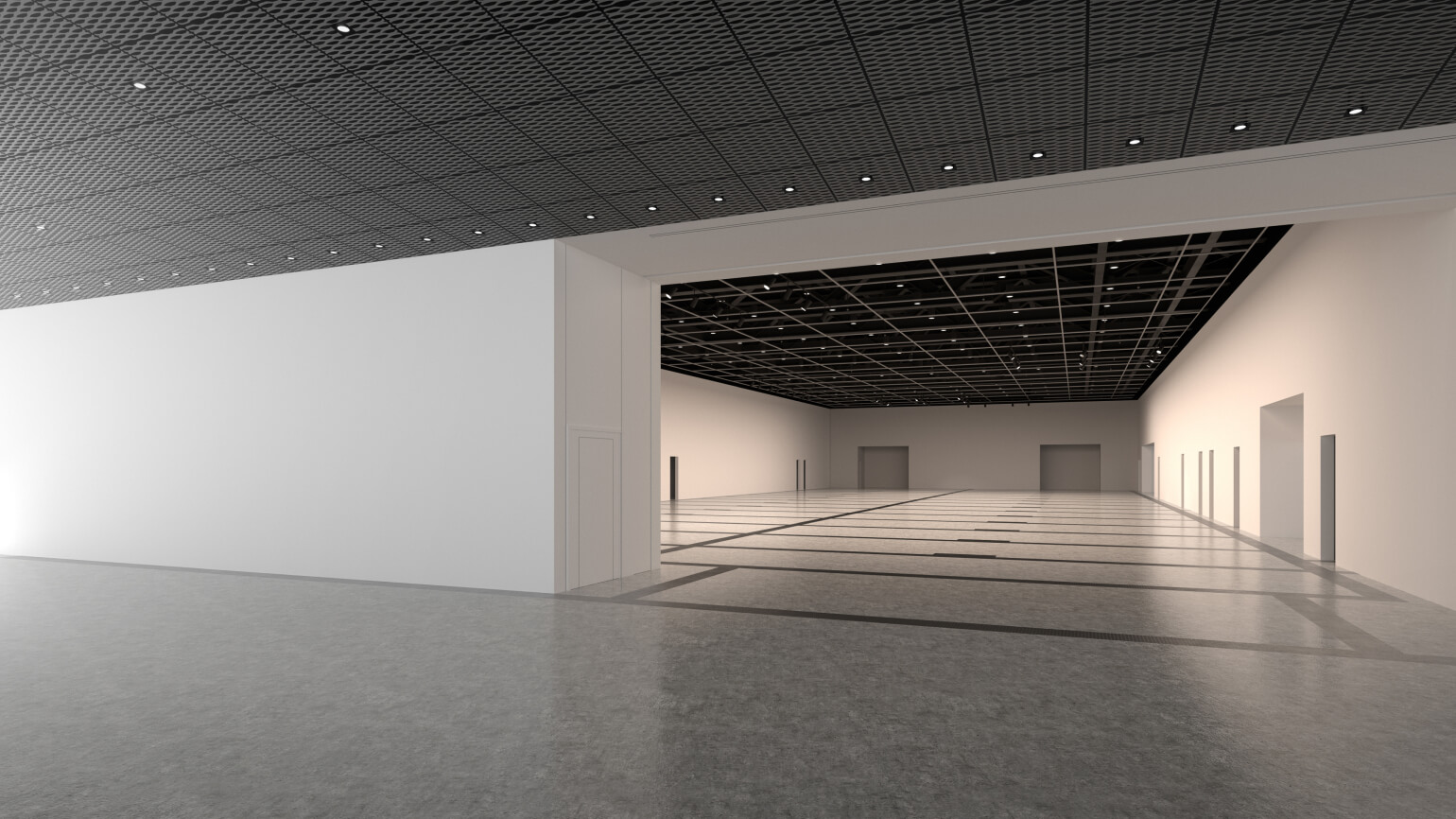 MoN高輪「Box1500」展示空間。テーマを象徴する展覧会が開催される、約1500㎡の無人の展示ホール。